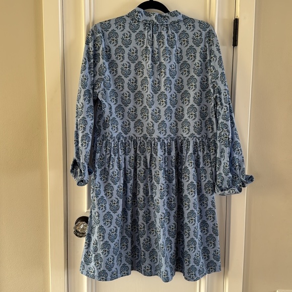 J Crew colored Blue Patterned button down Shirt Dress - Picture 8 of 12